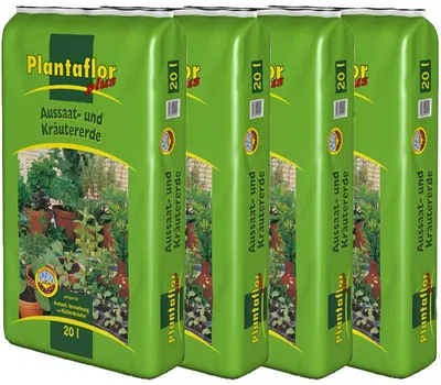 Produktbild von Plantaflor Aussaaterde Kräutererde, Anzuchterde, 4 x 20L, Aussaat, Kräuter, Anzucht Erde, luftiges Substrat ideal zur Aufzucht