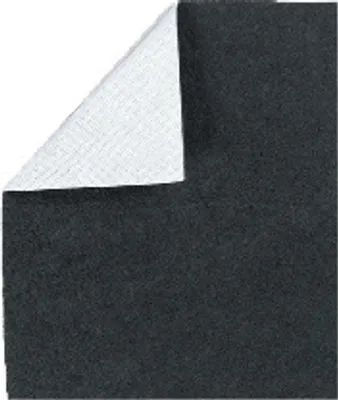 A black filter material is shown with a corner folded back to reveal a white backing.