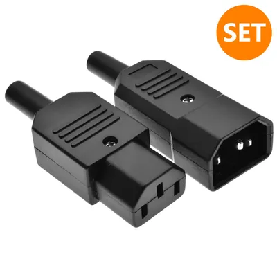 Produktbild von ORSEM Kaltgerätestecker C14 Stecker C13 Buchse Stromanschluss 3-Polig Kaltgerätebuchse Schwarz C13-Buchse & C14-Stecker
