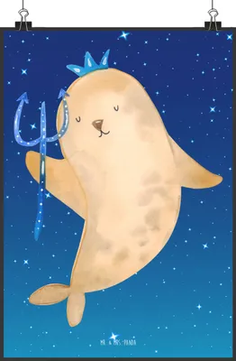 Produktbild von Mr. & Mrs. Panda Bild Sternzeichen Wassermann DIN A1 - Sternenhimmel Blau - Geschenk, Nix, Geburtstag Februar, drucke, wanddeko, Januar, Designposter, Meer, Kunstdruck