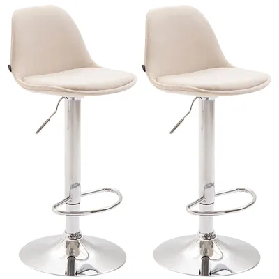 Produktbild von CLP 2er Set Barhocker Kiel Stoff drehbar mit Höhenverstellung | Farbe creme