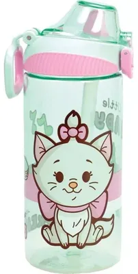 Immagine prodotto di Bottiglia in plastica Disney Marie Little Lady con cannuccia e clip 450