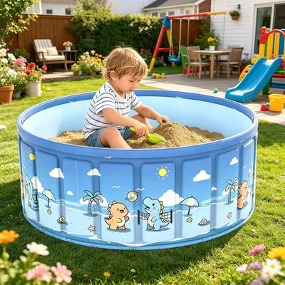Produktbild von Zusammenklappbarer Schwimmpool im Außenbereich Outdoor Wasserspielcenter | Rutschfester Hundepool für Sommer Terrasse See Park Zuhause Garten Urlaub