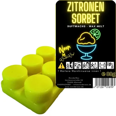 Produktbild von WonderWax Neon Duftriegel 6 x Duftwachs Kreise Wachsmelt Duftwachs Raumduft für Duftlampen Soja Wachs Melts Duftmelt Aroma Wellnes Kerzen Wärmer Wax Tarts Zitronensorbet