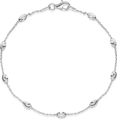 Feines Damen Armband aus 925 Silber mit diamantierten Glitzerkugeln und Karabinerverschluss.