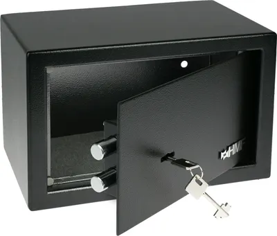 Produktbild von HMF 49200-02 Safe Tresor mit Schlüssel, Möbeltresor | 31 x 20 x 20 cm | Schwarz