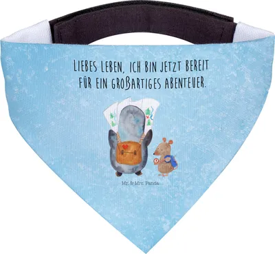 Produktbild von Mr. & Mrs. Panda Bandana Pinguin & Maus Wanderer - Eisblau - Geschenk, Wandern, Dreieckstuch, Halstuch Für Hunde, Ausflug, Hund, Abenteuer