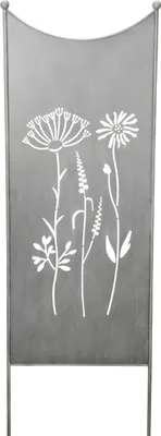 Produktbild von Stele Metall grau Sichtschutz "Wildblume" Windschutz Dekowand B50,5cm H165cm Deko