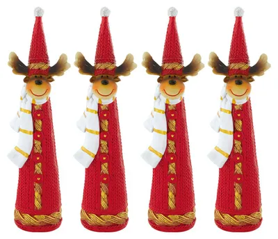 Produktbild von 4er Set Weihnachts Rentier, Dekofigur, rot-weiß, H 18 cm