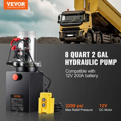 Obrázek produktu pro VEVOR Hydraulické čerpadlo Hydraulic Power Pack 12 V Hydraulic Power Pack 1600 W, dvojčinné hydraulické čerpadlo Hydraulic Power Pack, ruční hydraulické čerpadlo s nádrží o objemu 2 galony, pro výtahy, vysokozdvižné vozíky atd.