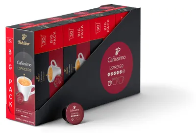 Produktbild von Tchibo Cafissimo Vorratsbox Espresso kräftig Kaffeekapseln, 120 Stück – 4x 30 Kapseln (Espresso, intensiv mit kräftigen Röstaromen), nachhaltig & fair gehandelt