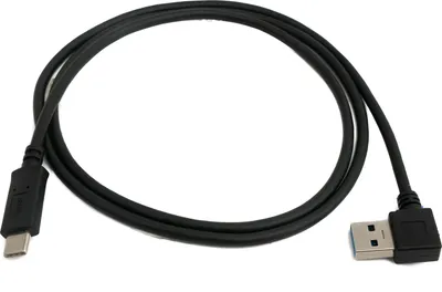 Produktbild von SYSTEM-S USB 3.1 Kabel 1 m Typ C Stecker zu Typ A Stecker Winkel in Schwarz