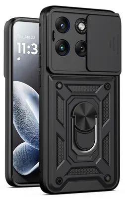 Produktbild von Motorola Edge 70 Fusion Hülle - Coverup Armor Ring Ständer Back Cover mit Kamera Schutz - Schwarz