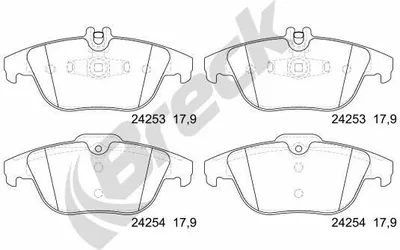 Produktbild von BRECK Bremsbeläge Satz Hinten Bremsklötze passend für MERCEDES-BENZ C-Klasse Limousine (W204) 24253 00 702 00
