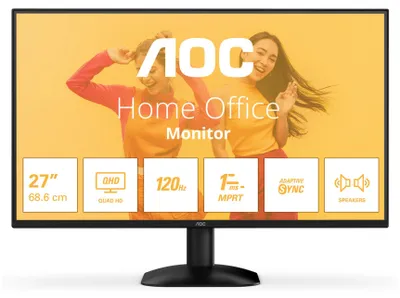 Zdjęcie produktu dla AOC Q27B35S3 - 27-calowy monitor Quad HD, 120 Hz, Adaptive Sync, HDR10 (2560x1440, HDMI 2.0, DisplayPort 1.4) czarny [] (Q27B35S3)