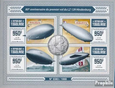 Produktbild von Briefmarken Togo 2016 Mi 7294-7297 Kleinbogen (kompl. Ausgabe) postfrisch Zeppeline