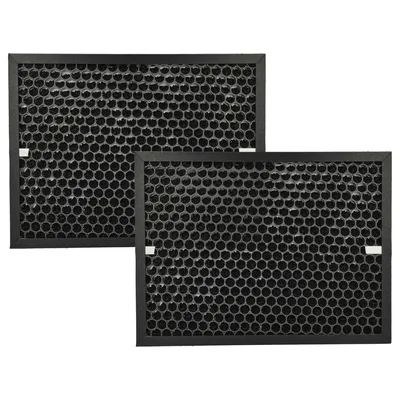 Two black honeycomb air filters are shown against a white background.