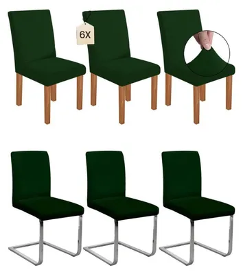 Produktbild von Stretch Stuhlhussen Schwingstuhl Dunkelgrün 6er Set Polyester/Elasthan