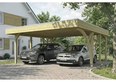 Produktbild von Doppelcarport SKAN HOLZ Friesland inkl. 1 Einfahrtsbogen, Pfostenanker 546 x 555 cm kesseldruckimprägniert
