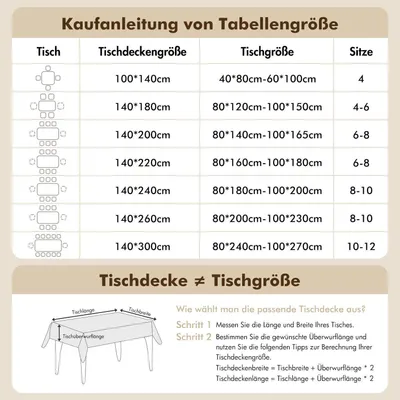 Produktbild von Tischdecke Leinenoptik Beige Blätter 140x180cm Rechteckig