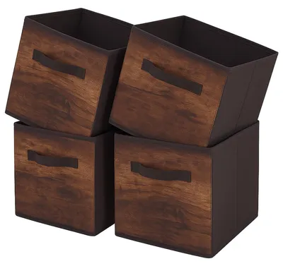 Productafbeelding van Opbergdoos 26,7 x 26,7 x 27,9 cm, 4 stuks, hout, stof, voor speelgoedorganisatie