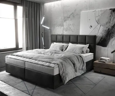 Produktbild von DELIFE Boxspringbett Dream-Fine 180x200 cm Mikrofaser Anthrazit Vintage mit Matratze und Topper