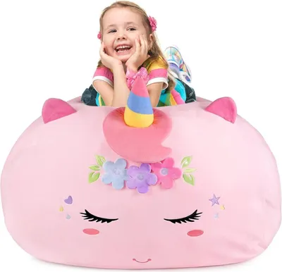 Produktbild von GAGAKU Einhorn Kuscheltier Sitzsack Rosa 200L XXL - Spielzeug Aufbewahrung & Organisieren