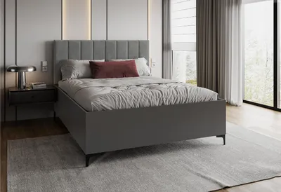 Produktbild von FDM Bett MEDINA Trinity 160x200 cm mit Lattenrost aus Bettkasten Stauraumbett ohne Matratze Grau / Grau