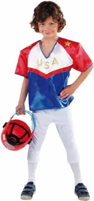 Produktbild von M214065-140-A blau-rot Junge Kinder American Football Kostüm Sport Uniform Gr.140