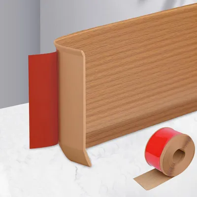 PVC-Sockelleiste selbstklebend, 15 cm x 10 m, gelbe Eiche