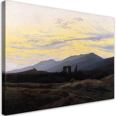 Zdjęcie produktu dla Obraz na płótnie Ruiny w Karkonoszach - Caspar David Friedrich 90x60 Feeby Kolorowy obraz na ścianę gotowy do zawieszenia