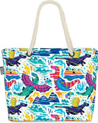 Produktbild von VOID Drachen Dinos Steinzeit Strandtasche Shopper 58x38x16cm 23L XXL Einkaufstasche Tasche Reisetasche Beach Bag