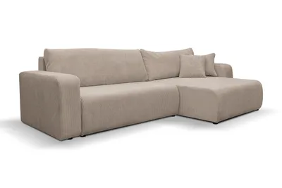 Produktbild von VENASI LUNA XL Ecksofa mit Schlaffunktion und Bettkasten Cord Schlafsofa Eckcouch Sofa Braun