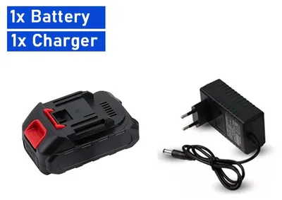 Produktbild von 18V wiederaufladbarer Akku - Ersatzakku für Akku-Kettensäge und elektrische Gartenschere - Für Gartenschneidwerkzeuge - Set mit 1 Akku + 1 Ladegerät