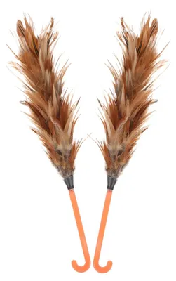 Staubwedel mit Hühnerfedern, 2 Stück, antistatisch, 42 cm