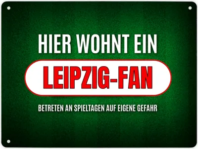 Produktbild von Metallschild XL mit Spruch: Hier wohnt ein Leipzig-Fan Schild Blechschild