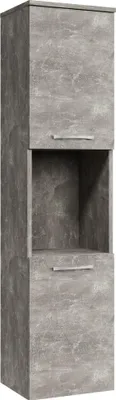 Image de Armoire de rangement de Montreal Hauteur 131 cm - Beton Gris - Meuble de rangement haut placard meuble de salle de bain