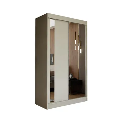 Produktbild von 150 cm Kleiderschrank Gabo mit Spiegel inklusive 2 Schiebetüren Schwebetürenschrank (Farbe: kaschmir)