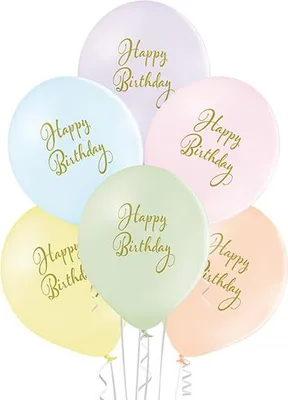 Produktbild von Luftballon Ø30cm "Happy Birthday" Pastell | 6 Stk.