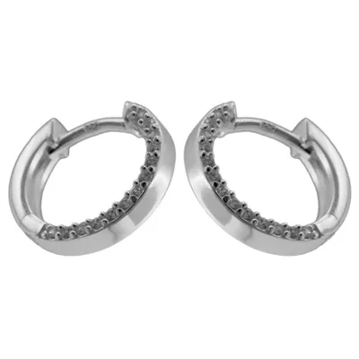 Produktbild von Creole Ohrring 13x2mm Klappscharnier mit Zirkonias Silber 925