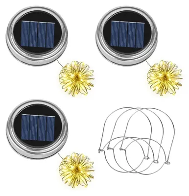 3er-Set Solarlaternen mit LED-Lichterkette, 2 m, warmweiß