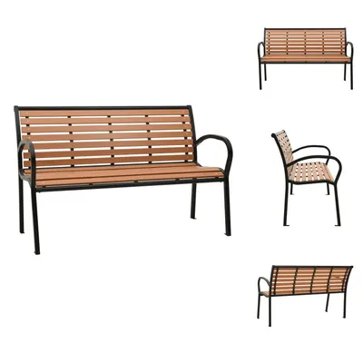 Zdjęcie produktu dla vidaXL Ławka ogrodowa czarno-brązowa 116 cm stal i WPC - Ławki ogrodowe