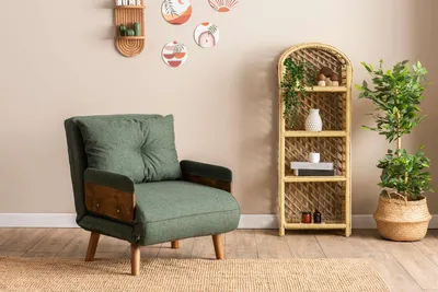 Image de Hanah Home, Cosmo Single - Green, canapé-lit 1 place, vert, 100 % POLYESTER, 77 x 70 x 82 cm