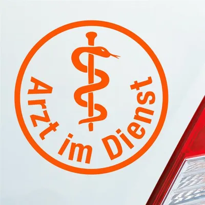 Produktbild von Auto Aufkleber Arzt im Dienst Medizin Rettungsgasse KFZ 10x10 cm Orange Sticker Heckscheibenaufkleber