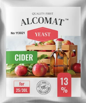 Produktbild von Ciderhefe ALCOMAT Cider Yeast Alkohol Hefe | Apfelwein | Gärhefe | Brennhefe gären | Weinhefe auf 25 bis 30 Liter bis 13%, 1 Stück