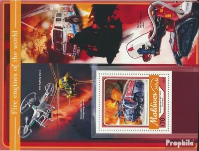 Produktbild von Briefmarken Malediven 2017 Mi Block 1030 (kompl. Ausg.) postfrisch Feuerwehrfahrzeuge