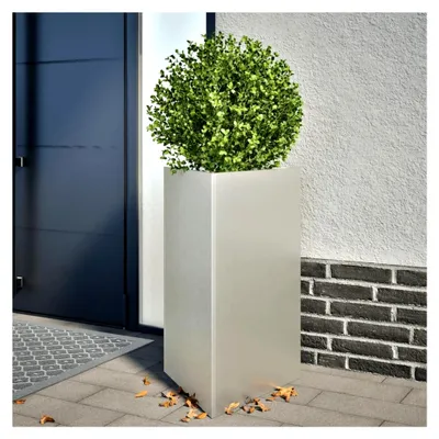 Produktbild von Pflanzkübel Hochbeet aus Metall für Terrasse und Garten, dreieckig 50x43x75 cm, Edelstahl