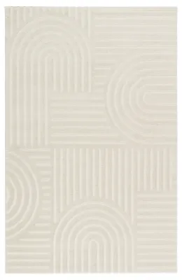 Produktbild von Kurzflor Teppich, Wohnzimmer, Boho Geometrisch -Weiß - 160cm x 230cm - Moderner Superweicher Teppich