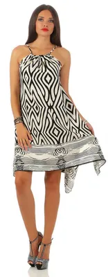 Produktbild von Damen Kleid Strandmode Ärmellos Sommerkleid; Zebra ecru/S/M