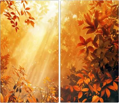 Produktbild von Spritzschutz Herdabdeckplatte Schneidebrett aus Glas Herbstlicher Wald 2-Teilig (60x52cm)